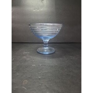 Anchor Hocking Park Avenue Dessert Bowl,‎ Vtg Aqua Blue Glassware, Footed Bowl